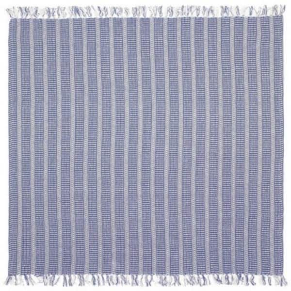 Unbranded Ridgeline Royal Blue 50 in. x 60 in. All Natural Cotton Striped Fringe Throw Blanket