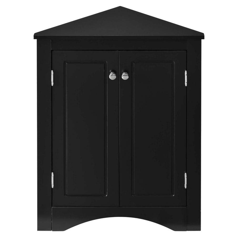17.2 in. W x 17.2 in. D x 31.5 in. H Black Triangle Bathroom Storage Cabine