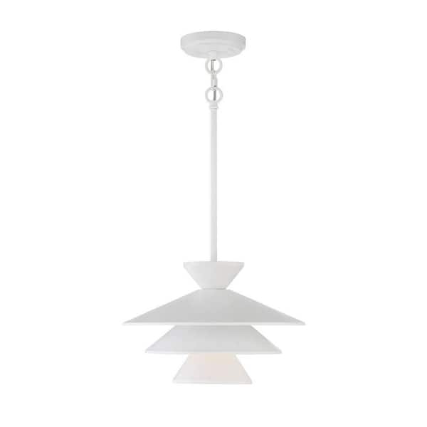 TUXEDO PARK LIGHTING 14 in. W x 8 in. H 1-Light White Empire Metal Pendant Light