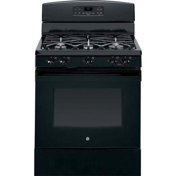 GE 5.0 cu. ft. Gas Range with Self-Cleaning Convection Oven in Black