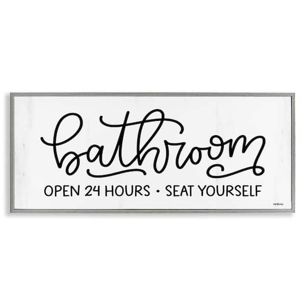 Stupell Industries Bathroom Seat Yourself by Imperfect Dust Gray Framed Typography Giclee Art Print 13 in. x 30 in.