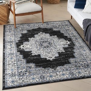 Passion Black Ivory 5 ft. x 7 ft. Bordered Transitional Area Rug