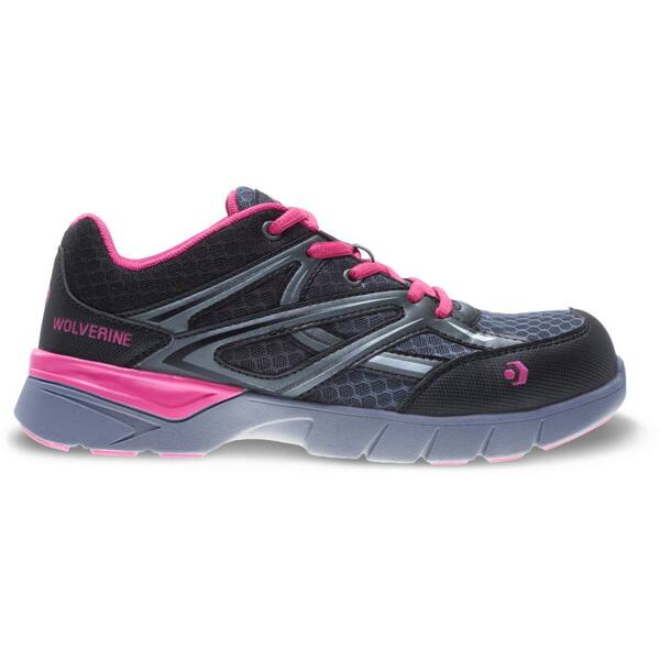 Wolverine Women's Jetstream Slip Resistant Athletic Shoes - Composite Toe - Grey/Pink Size 9(W)