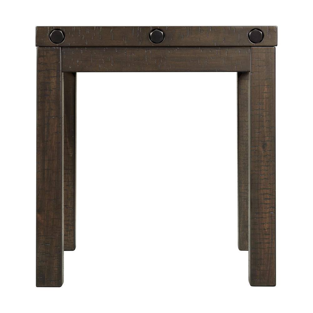 24" Gray Acacia Wood Square End Table with USB Port
