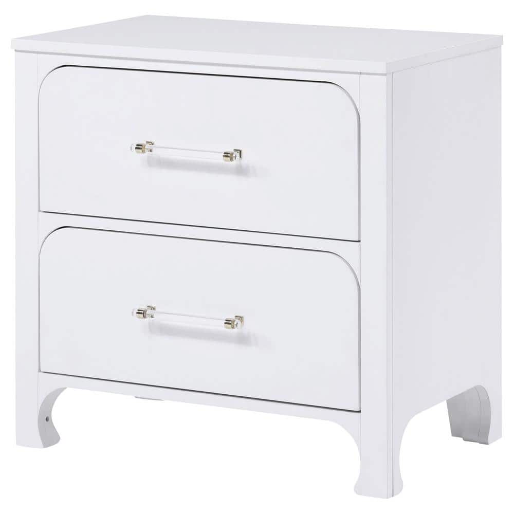 Anastasia Pearl White 2-Drawer Modern Nightstand