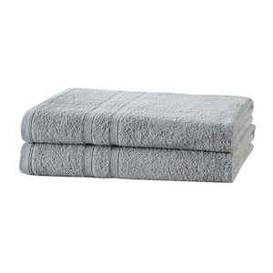 Bleach Friendly,Quick Dry,100% Cotton Bath Towels (30 in.L x 52 in.W), Highly Absorbent, Lt Weight (2 Pack, Light Grey)