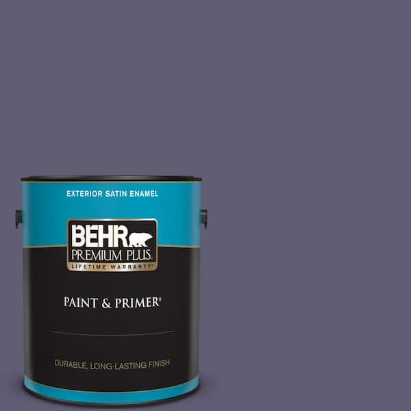 BEHR PREMIUM PLUS 1 gal. #PMD-90 Luscious Purple Satin Enamel Exterior Paint & Primer