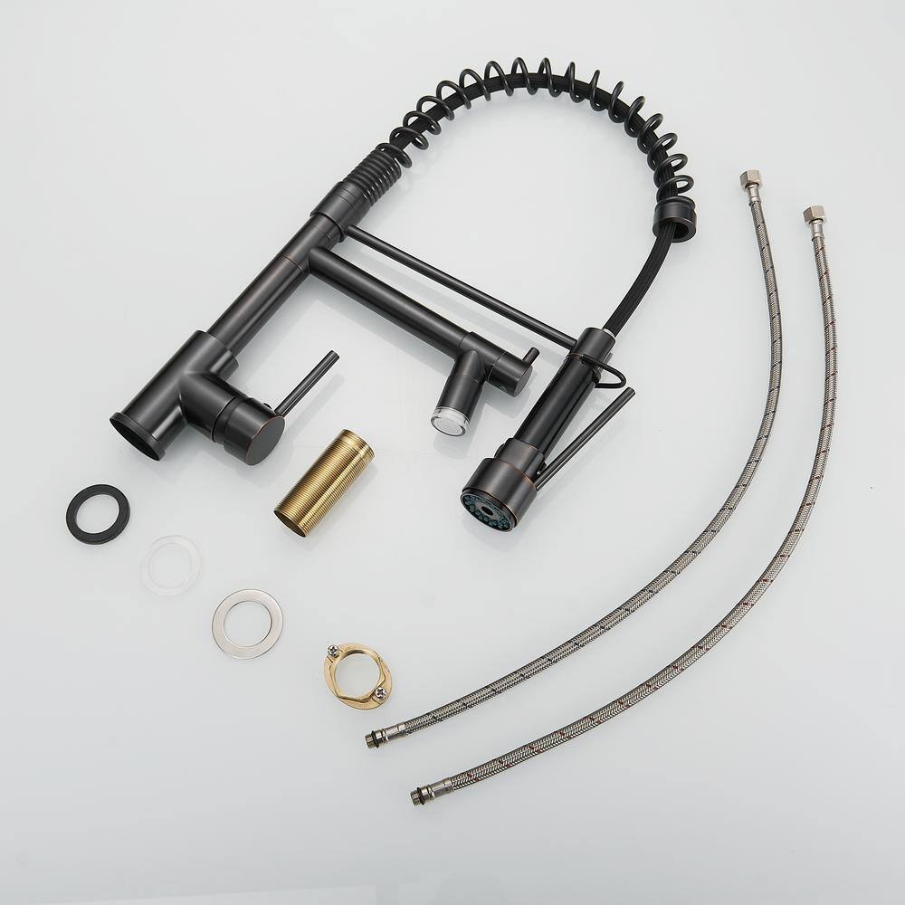 Oil Rubbed Bronze LED Pull Down Kitchen Faucet with Spray