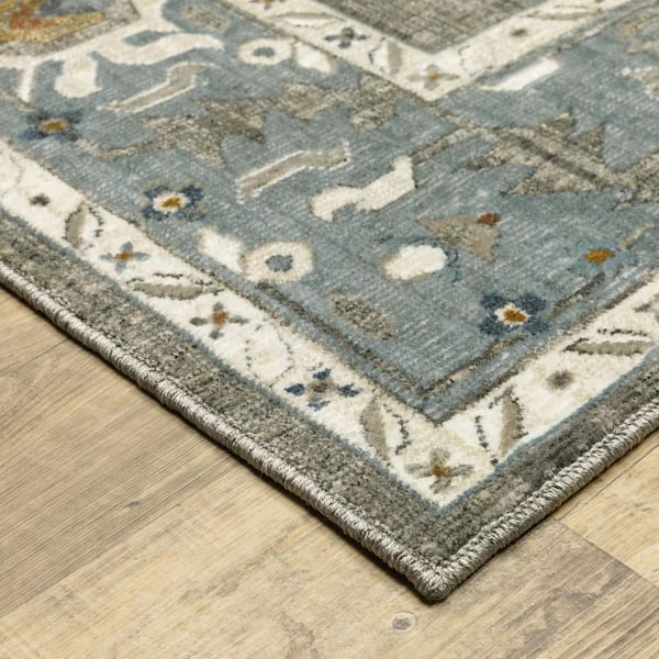 Blue 7 x 10 ft. Loomed Medallion Rectangle Indoor Area Rug