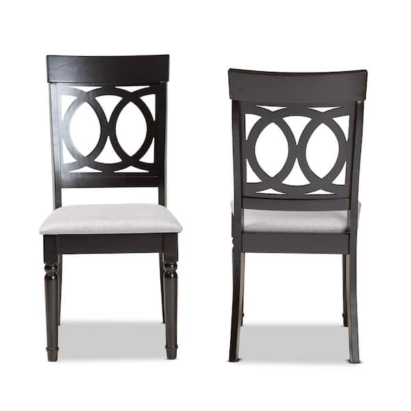 Baxton Studio Lucie Grey and Dark Brown Upholstered Dining Chair (Set of 2)