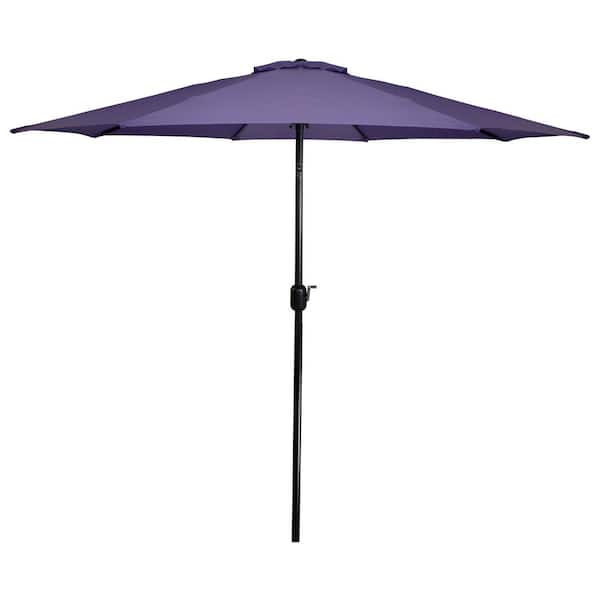 9 ft. Outdoor Market Patio Umbrella with Hand Crank and Tilt-108 in.-Purple