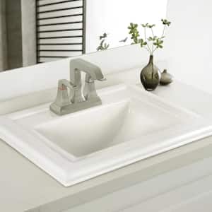 Malibu 22'' Bathroom Sink in White Ceramic Rectangular Drop-in with Overflow