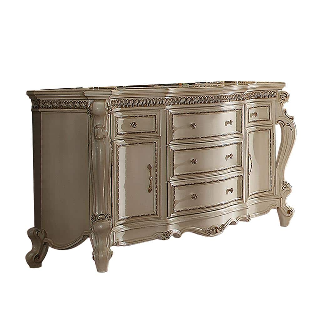 White Glam Dresser with Dovetail and Felt Lined Drawers