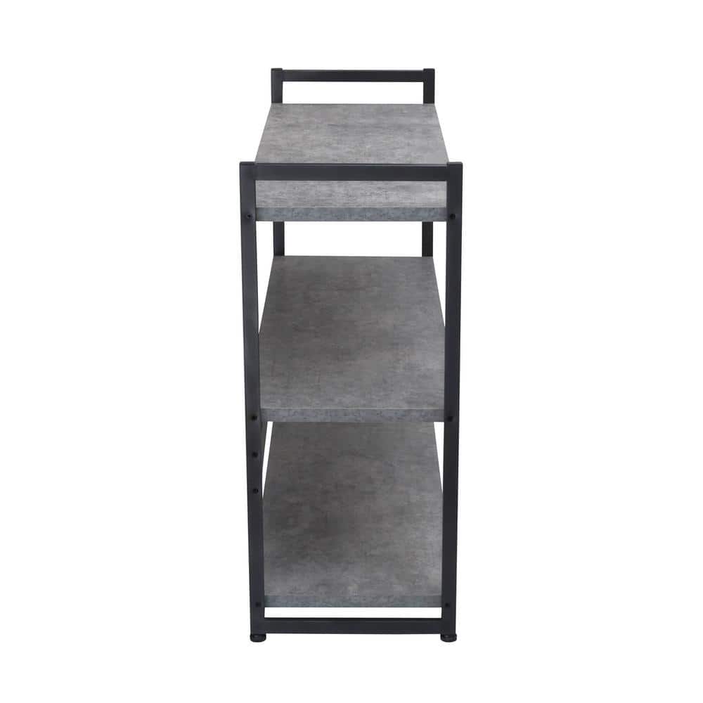 Gray and Black 3-Tier Industrial Bookshelf