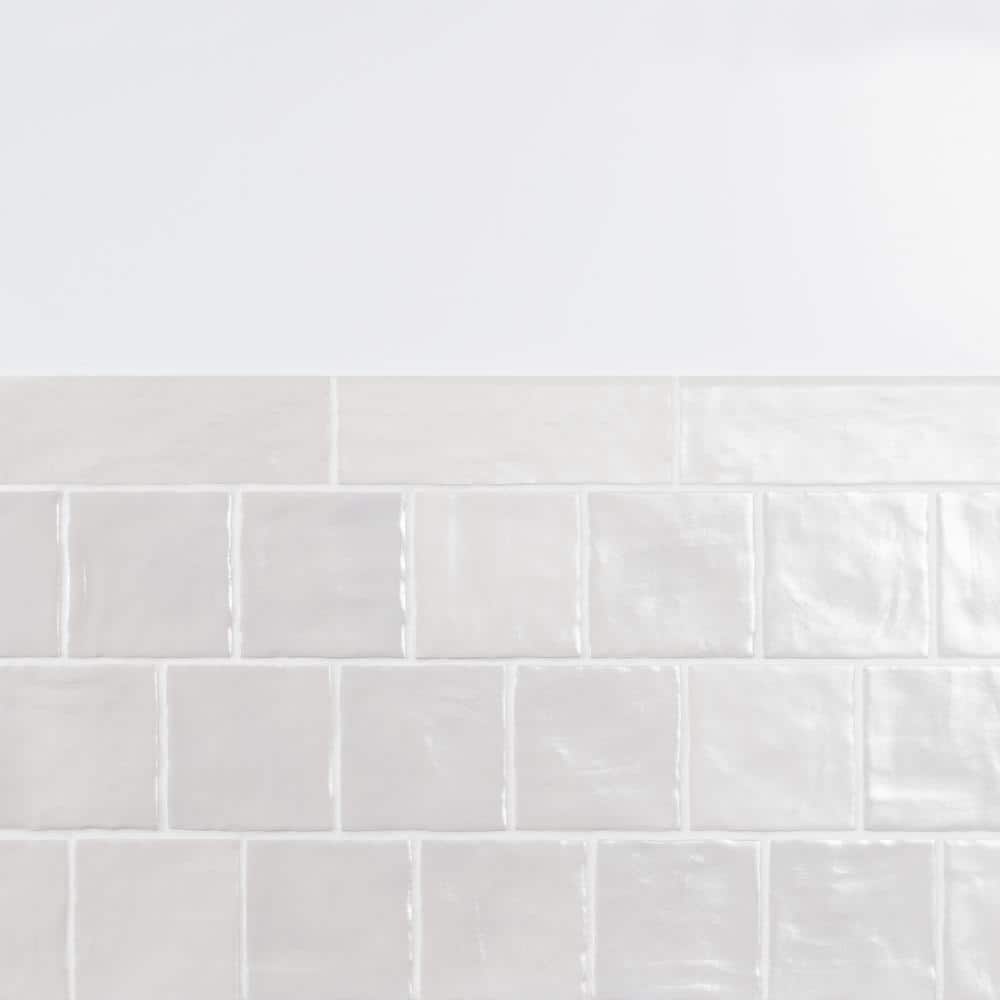 Amagansett White Ceramic Bullnose Tile Trim, 2x8