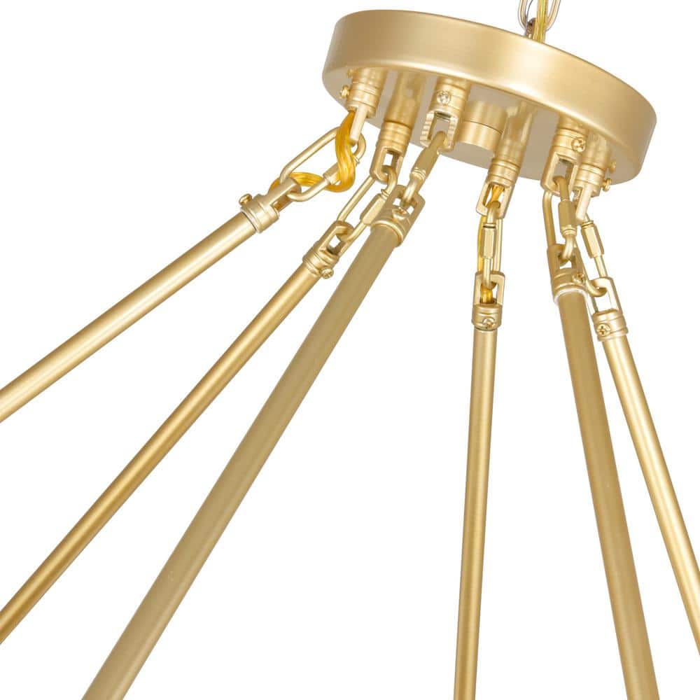 Arya 39" White and Gold Metal Chandelier with Frosted Glass