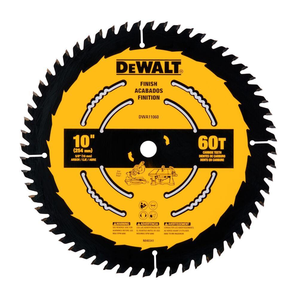 DeWalt DWA11060 Carbide-Tipped Circular Saw Blade 60-Tooth x 10 In. - Quantity 1