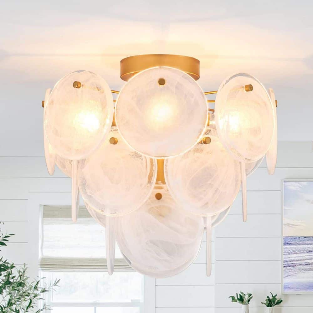 14 in. Semi-Flush Mount Ceiling Light, Gold Hallway Lights Vintage, 4-Light for Kitchen Farmhouse(Bulb Not Included) price history on PriceWatchPro