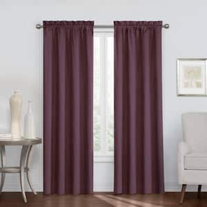 Canova Thermaback Plum Solid Polyester 42 in. W x 95 in. L Room Darkening Single Rod Pocket Curtain Panel
