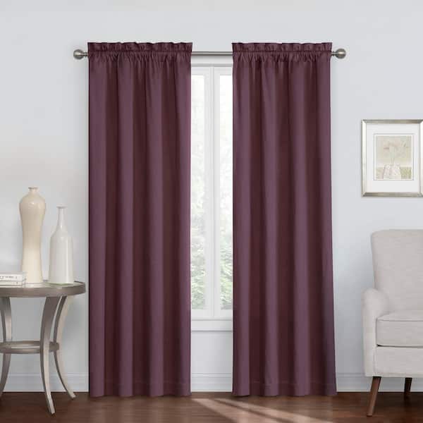 Eclipse Canova Thermaback Plum Solid Polyester 42 in. W x 95 in. L Room Darkening Single Rod Pocket Curtain Panel