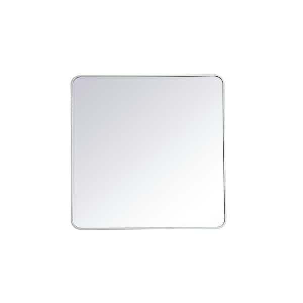 Unbranded Timeless Home 36 in. H x 36 in. W White Modern Soft Corner Rectangular Wall Mirror