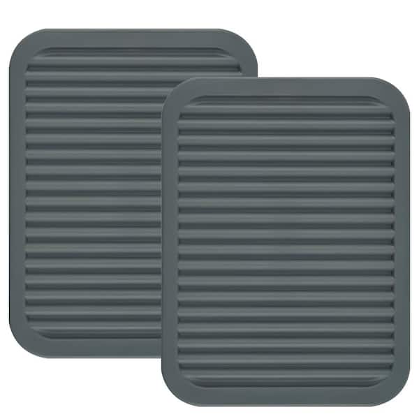 Dark Grey Silicone Rectangular Trivets Heat Resistant Placements Set of 2 for Hot Pots and Pans