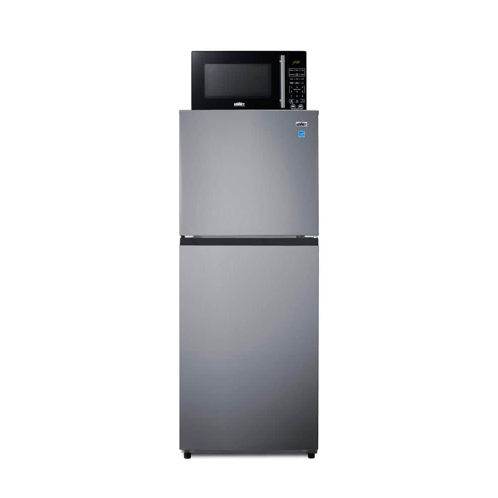 10.1 cu. ft. Refrigerator with Freezer in Stainless Steel Look and 7 cu. ft. Microwave Combo