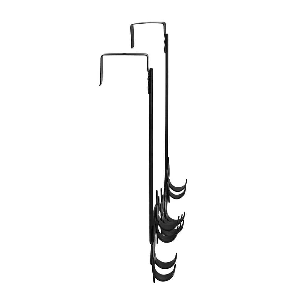 Black Metal Flower Over-the-Door 5-Hook Rack