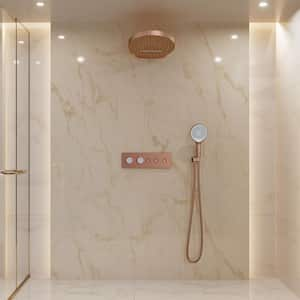 Luxury 3-Spray 2.5 GPM 15.75 in. Wall Mount Dual Shower Heads Fixed and Handheld Shower Heads in Brushed Rose Gold