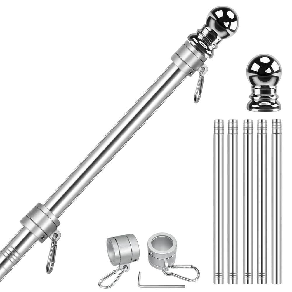 Flag Stars 5-Sections 6 ft. Stainless Steel Flagpole-Sliver