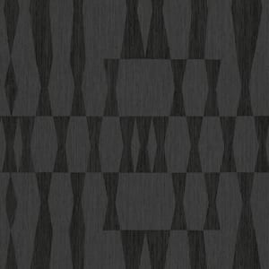 Grasscloth Geo Carbon Vinyl Peel and Stick Wallpaper Sample