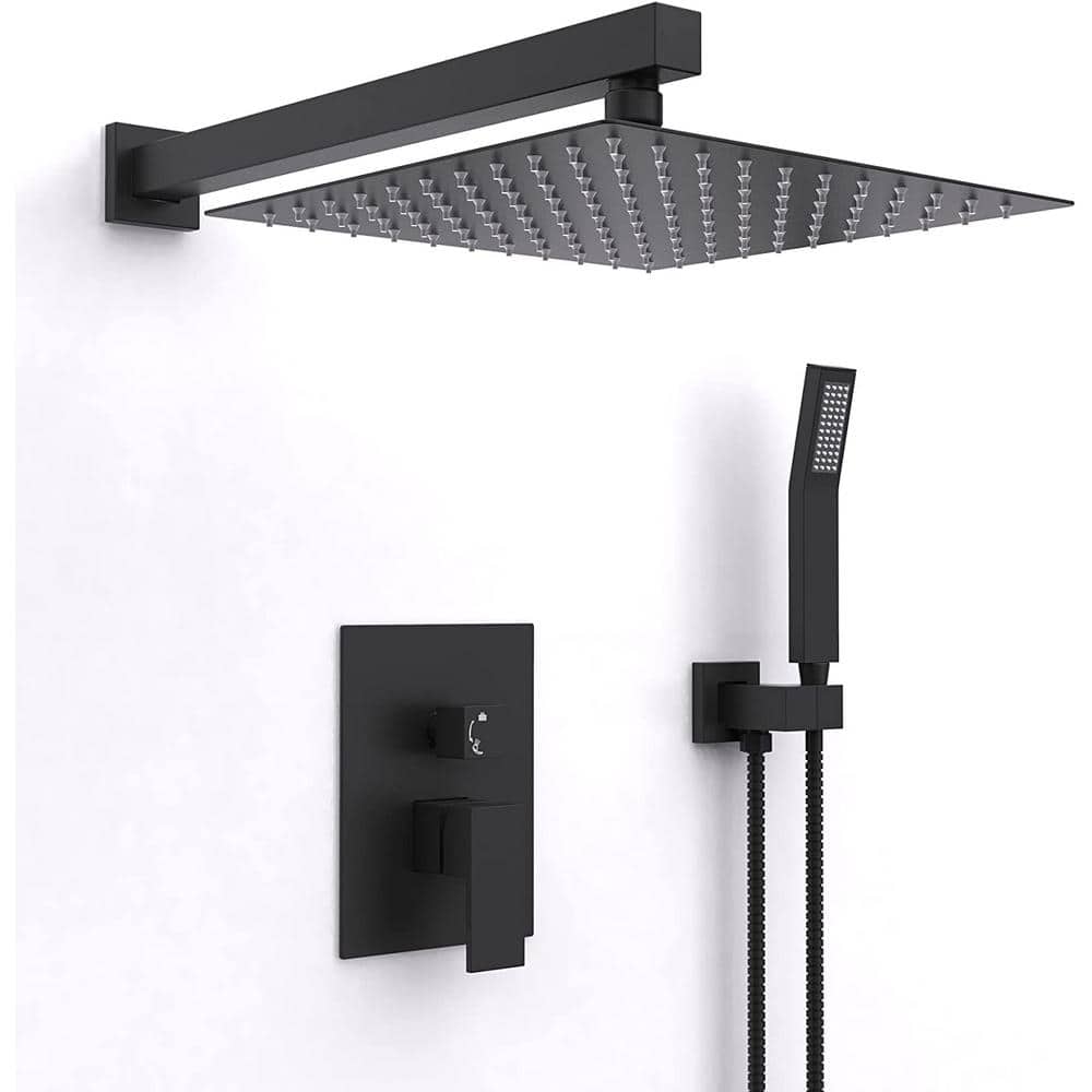 1-Spray Patterns with 1.6 GPM 10 in. Wall Mount Dual Shower Heads in Matte 