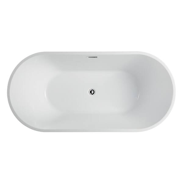 Vanity Art Bordeaux 59 In Acrylic Flatbottom Freestanding Bathtub In White Va6815 The Home Depot