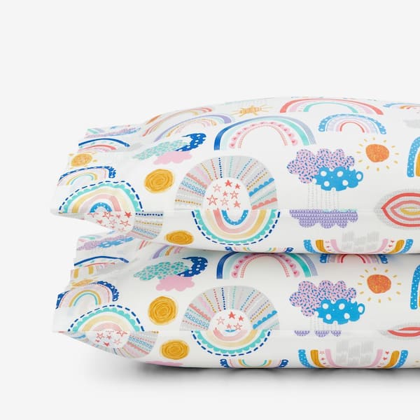 Company Kids Magical Rainbows White Multi Organic Cotton Percale Standard Pillowcase (Set of 2)