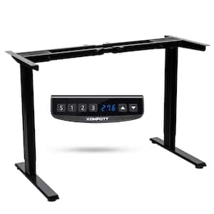 55 in. W Black Electric Sit Stand Desk Frame Dual Motor Standing Desk Base with Cable Tray Black