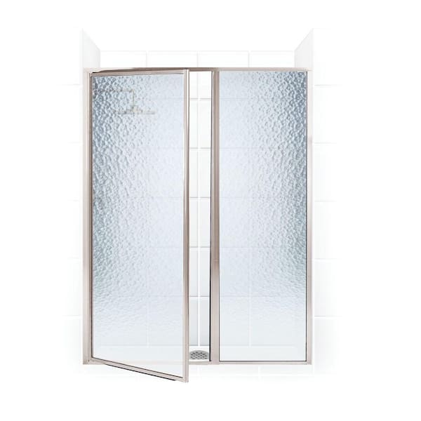 Legend 45.5 in. to 47 in. x 69 in. Framed Hinge Swing Shower Door with Inline Panel in Brushed Nickel with Obscure Glass