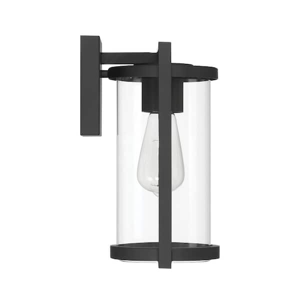 Hunter Astwood 1 Light Matte Black Cylinder Hardwired Outdoor Lighting for Foyer / Entry Way