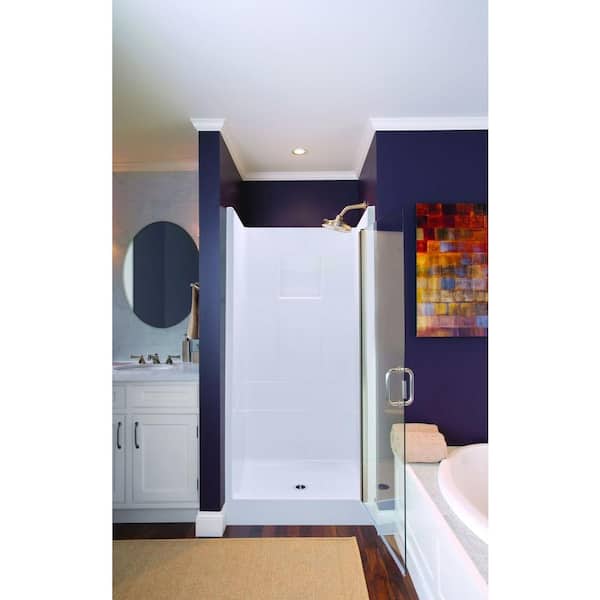 Aquatic Remodeline 32 in. x 32 in. x 72.8 in. 2-Piece Shower Stall with Center Drain in Biscuit