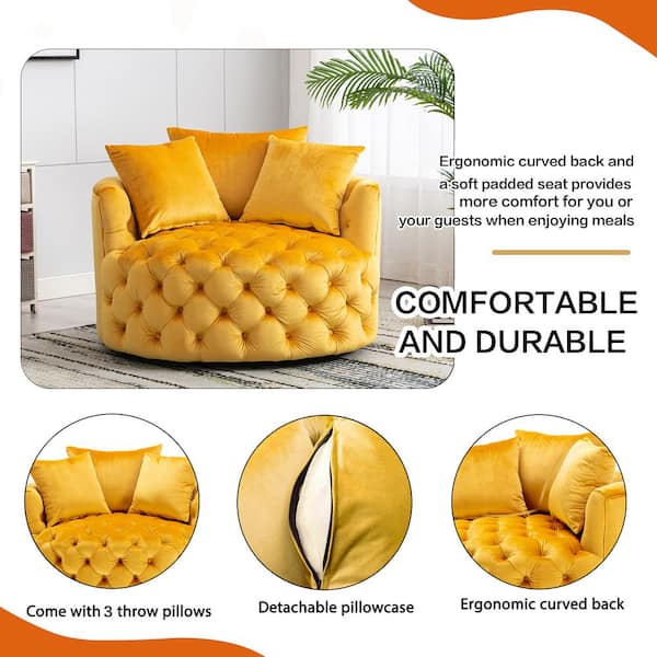 Reviews for HOMEFUN Mustard Yellow Swivel Velvet Upholstered