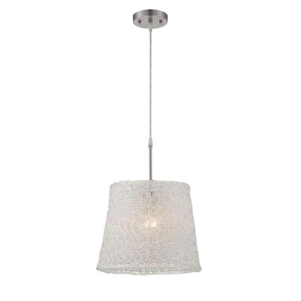 Illumine Designer Collection 1-Light Steel Pendant with Clear Acrylic Shade