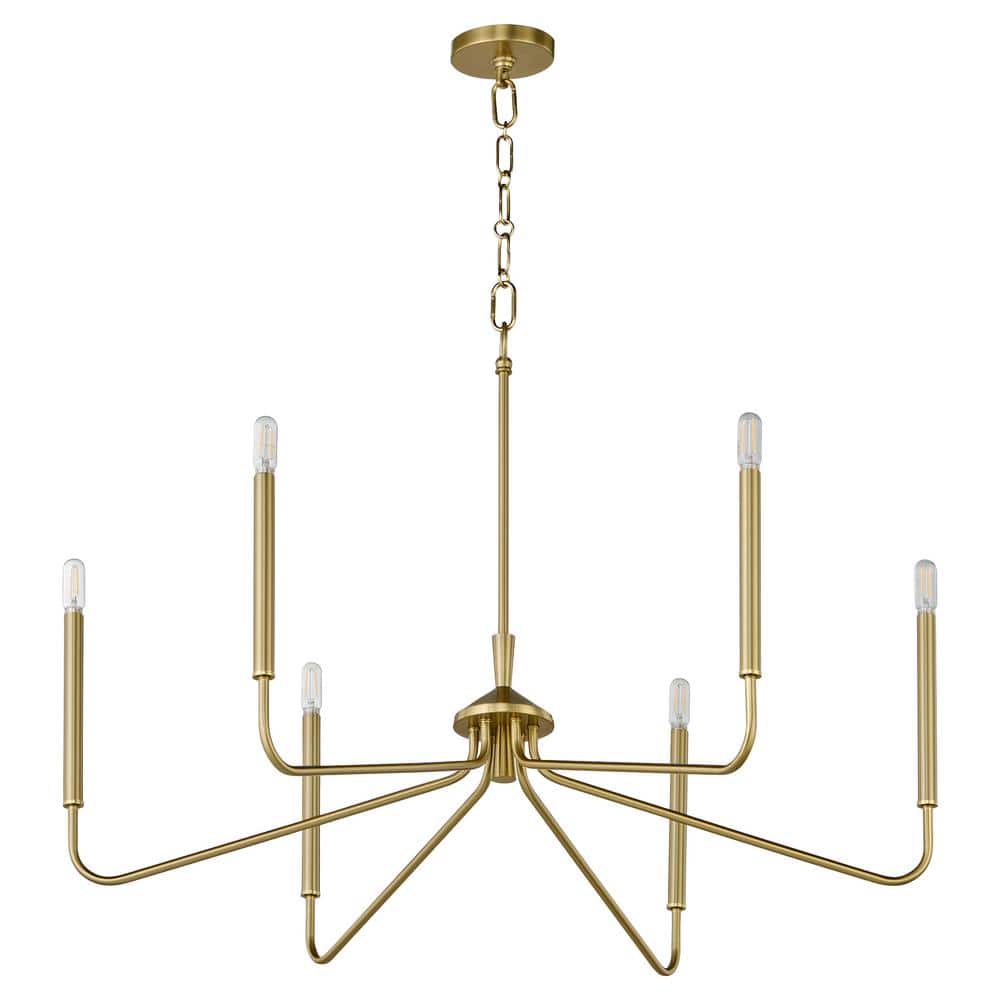 quorum Providence 60-Watts 6 Light Aged Brass Chandelier