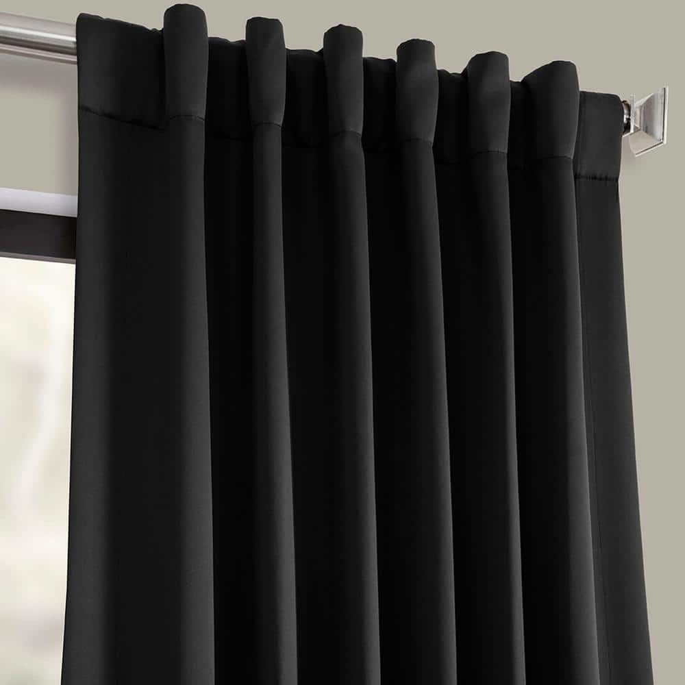 Jet Black Polyester Blackout Puddle Length Drape Panel