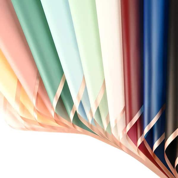 N/A 10 Colors Flower Bouquet Wrapping Paper 22.8 in. Waterproof Floral for Gift DIY Wedding Birthday 30 Sheets