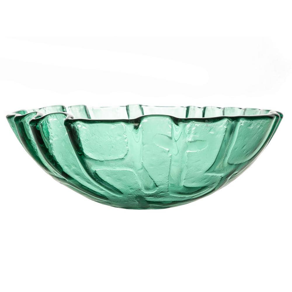 Green Textured Glass Above-Counter Round Vessel Sink