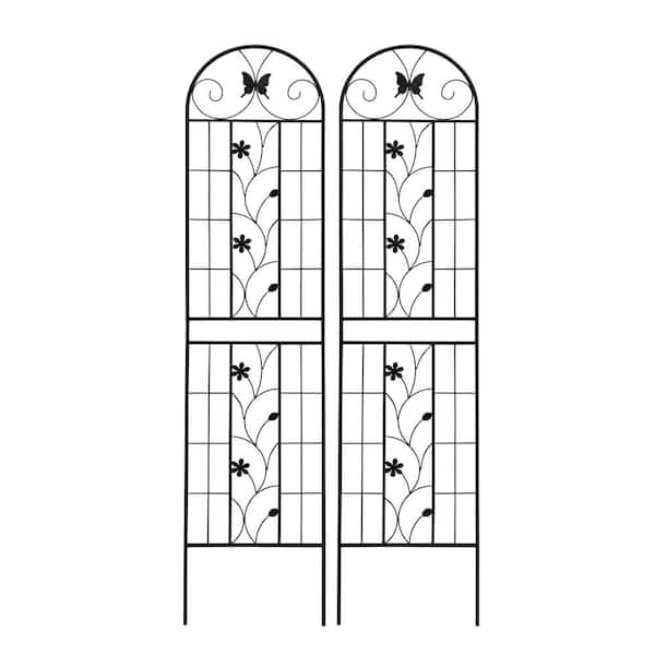 86.7 in. Outdoor Garden Metal Rustproof Plant Climbing Trellis Black, 2 Pieces