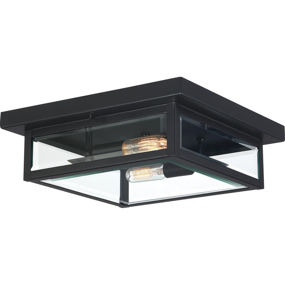 Earth Black Glass Flush Mount Ceiling Light with Clear Panels