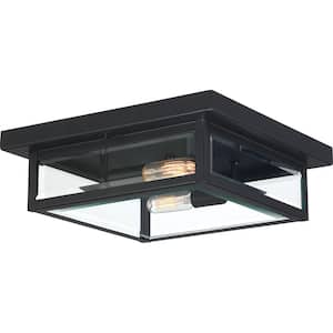 Westover 2-Light Earth Black Flush Mount with Clear Beveled Glass