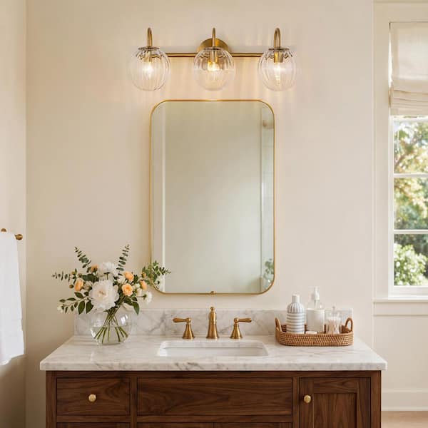LLHZSY Miraletto 22.64 in. 3-Light Brass Bathroom Vanity Light