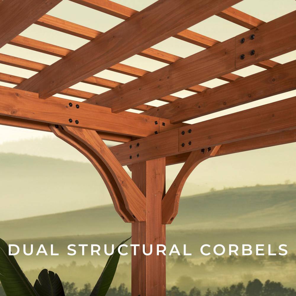 Beaumont 24' x 12' Cedar Wood Patio Pergola with Trellis Roof