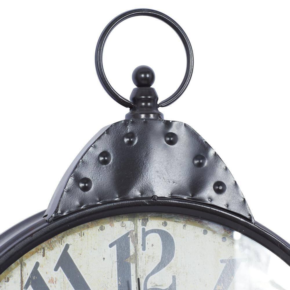 28" Black and Brown Metal Vintage Wall Clock